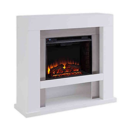 Southern Enterprises© Lirrington Electric Fireplace in White/Stainless Steel | Bed Bath and Beyond Canada