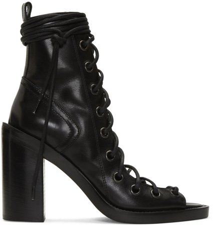 Ann Demeulemeester: Black Lace-Up Sandals | SSENSE