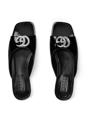 Gucci Double G patent-leather Slides - Farfetch