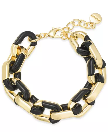 Alfani Gold-Tone & Black Acrylic Large Link Bracelet, Created for Macy's & Reviews - Bracelets - Jewelry & Watches - Macy's