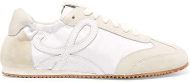 Suede And Leather Sneakers - White