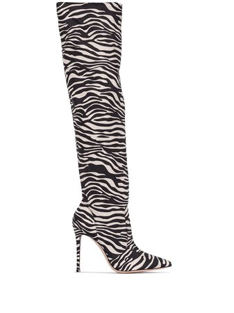 Gianvito Rossi 115Mm Zebra-Print Knee-High Boots Ss20 | Farfetch.com