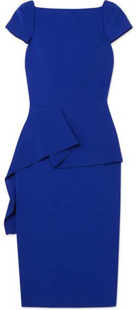 Aldingham Asymmetric Crepe Peplum Dress - Blue