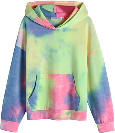 Amazon.com: Hopeac Girl's Tie Dye Print Long Sleeve Hoodie Pocket Top Sweatshirt Hoodies Outfits Size 12-13 Years: Clothing, Shoes & Jewelry