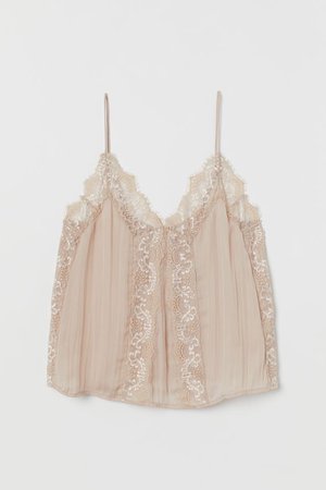 Camisole Top with Lace - Light beige - | H&M US