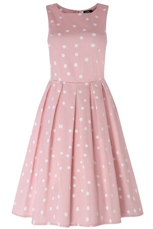 Annie Retro Polka Dot Dress in Pale Pink