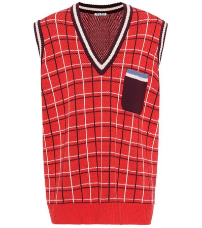Miu Miu Oversized Wool Sweater Vest In Red | ModeSens