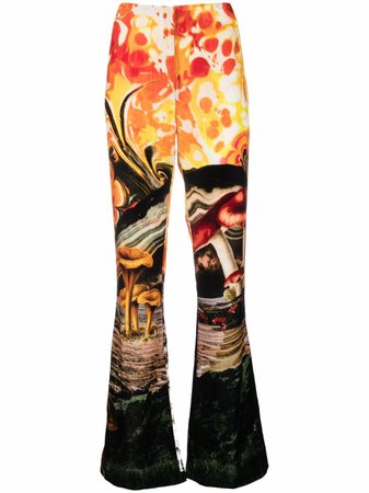 Acne Studios graphic-print Flared Trousers - Farfetch