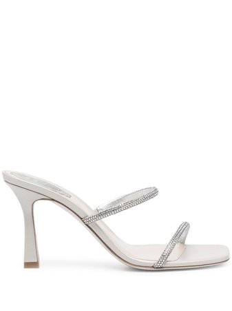 Shop René Caovilla crystal-embellished satin sandals with Express Delivery - FARFETCH