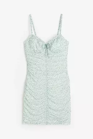 Draped Dress - Light green/floral - Ladies | H&M US
