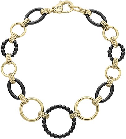 Gold & Black Caviar Circle Link Bracelet