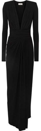 Ruched Stretch-jersey Gown - Black