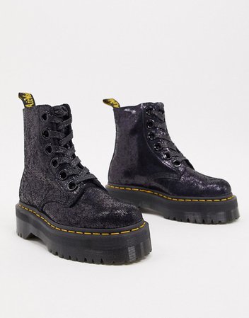Dr Martens Molly boots in black crackled leather | ASOS