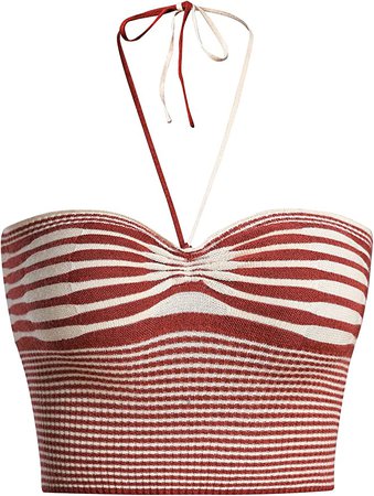 SweatyRocks Women's Striped Tie Backless Halter Top Sleeveless Knitted Crop Cami Tank at Amazon Women’s Clothing store