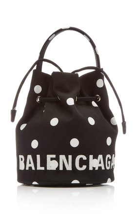 Wheel Xs Polka-Dot Nylon Bucket Bag By Balenciaga | Moda Operandi