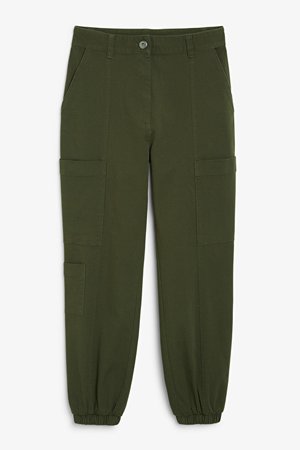 Cotton cargo trousers - Khaki green - Trousers & shorts - Monki WW