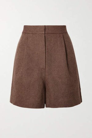 Lvir LVIR - Pleated Linen And Cotton-blend Pique Shorts - Brown