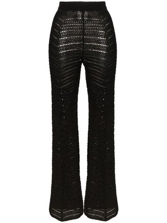 Situationist Zig-zag knit flared high-waisted trousers $297 - Buy SS19 Online - Fast Global Delivery, Price