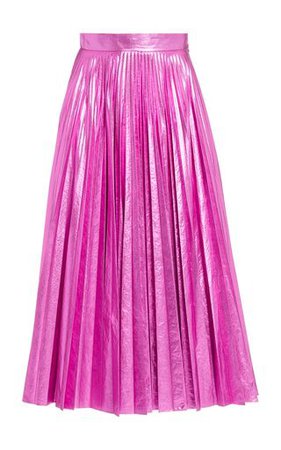 pink metallic pleated skirt