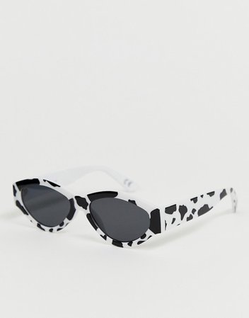 ASOS DESIGN oval sunglasses in cow print | ASOS