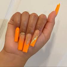 orange tapered square nails long - Google Search