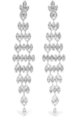 Kenneth Jay Lane | Silver and rhodium-plated crystal earrings | NET-A-PORTER.COM