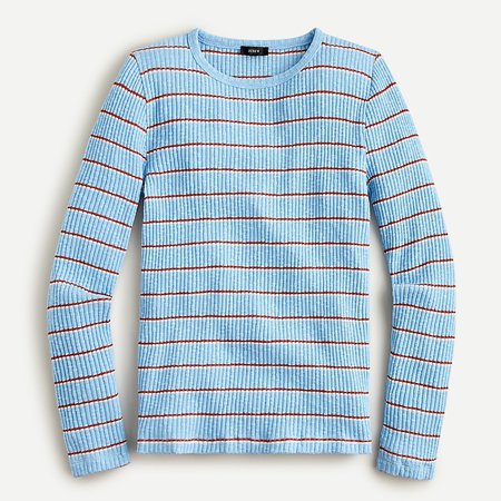 J.Crew: Slim Perfect Ribbed Long-sleeve T-shirt In Stripe For Women