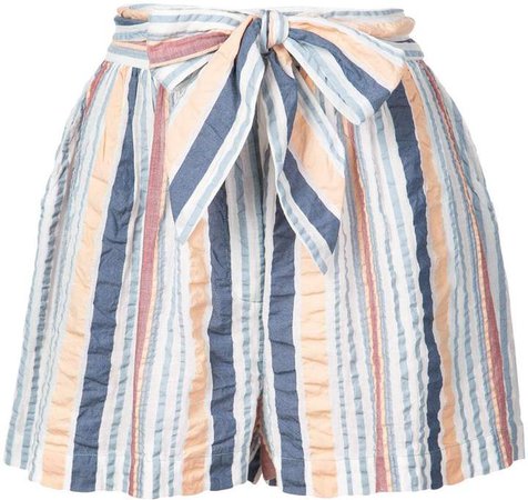 stripe belted shorts