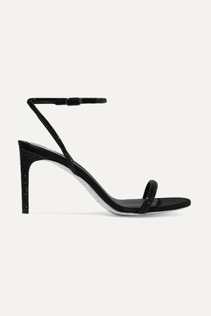 Black Crystal-embellished satin sandals | René Caovilla | NET-A-PORTER