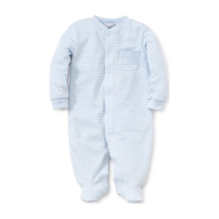 Simple Stripe Footie, Blue - Baby Boy Clothing Rompers - Maisonette