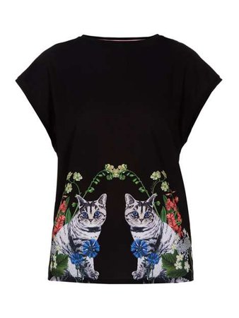 Ted Baker Bleue Florence Woven Front T-shirt - House of Fraser