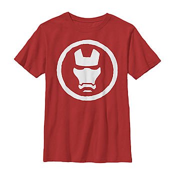 Marvel Iron Man Mask Icon Boys Crew Neck Short Sleeve Marvel Graphic T-Shirt - Preschool / Big Kid Slim, Color: Red - JCPenney