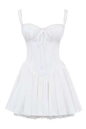Clothing : Mini Dresses : 'Pietra' White Corset Mini Dress