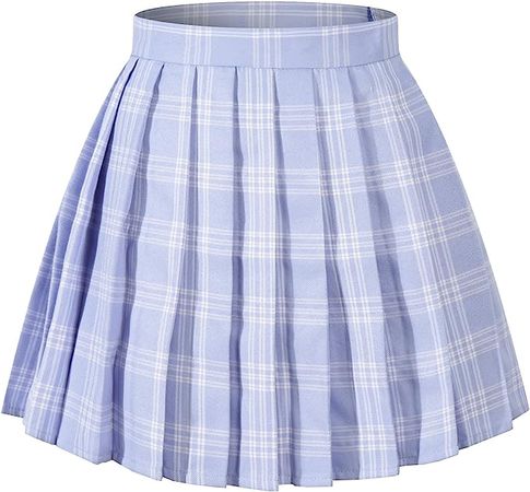 Amazon.com: Girl's School Uniform Plaid Pleated Costumes Skirts (M, Blue White Black) : Clothing, Shoes & Jewelry