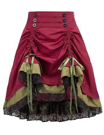 Womens Gothic Steampunk Vintage Ruffle Skirt Adjustable High Low Dress at Amazon Women’s Clothing store