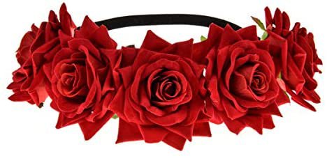 Amazon.com: Vividsun Floral Crown Wedding Festival Rose Flower Headband Headpiece (red): Clothing