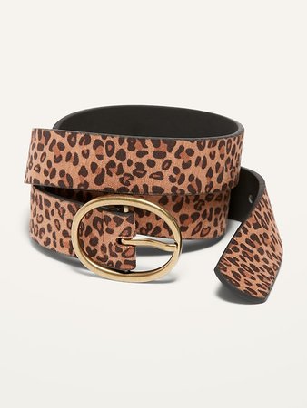 Leopard-Print Velvet O-Ring Belt