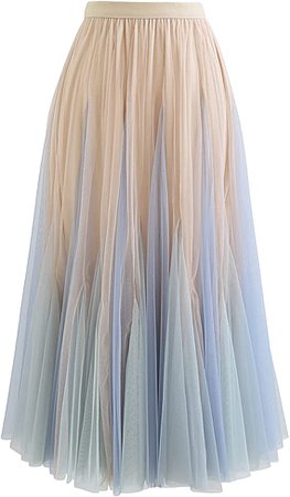 CHICWISH Women's Lilac/Cream/Grey/Pink/Black Layered Mesh Ballet Prom Party Tulle Tutu A-Line Maxi Skirt at Amazon Women’s Clothing store