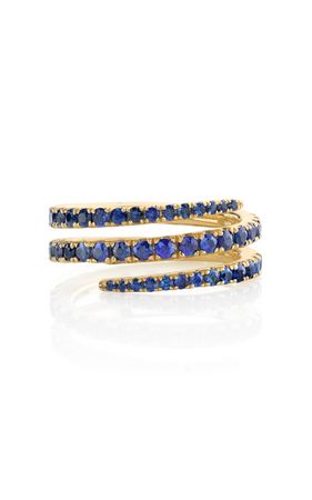 18k Yellow Gold Blue Sapphire Coil Ring By Anita Ko | Moda Operandi