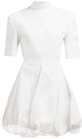 Gwyneth Puff Hem Cotton Blend Mini Dress - Womens - White