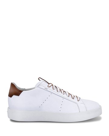 Santoni Men's Part Bicolor Leather Low-Top Sneakers, White | Neiman Marcus