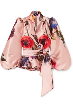 Anna Mason | Stella floral-print satin wrap blouse | NET-A-PORTER.COM
