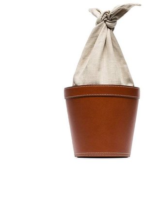 brown Britt leather linen bucket bag