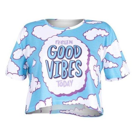 Feeling Good Vibes Today Crop Top Belly Shirt Clouds | Kawaii Babe