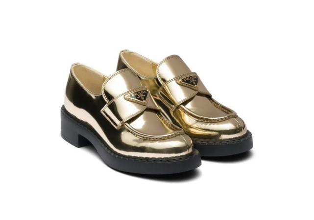 gold shoes|prada