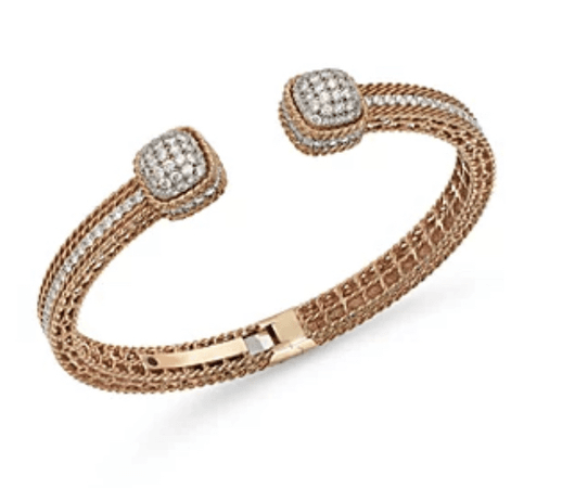 Roberto Coin 18K Rose Gold Roman Barocco Diamond Cuff Bangle Bracelet