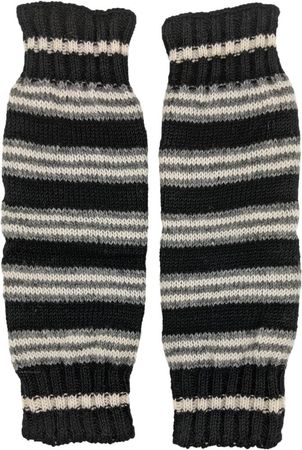 Grim Grey Striped Woolen Leg Warmers | Accessories | Black | Gift, Fall, Striped, Handmade