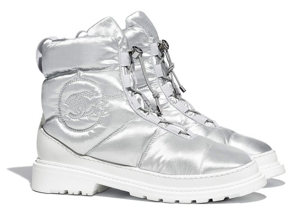 Institute for Y2K Aesthetics — These ‘puffer jacket’ metallic ankle boots I saw...