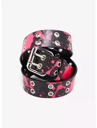 Black & Hot Pink Splatter Grommet Belt | Hot Topic