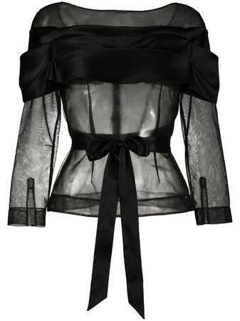 Shop Simone Rocha sheer off-shoulder blouse with Express Delivery - FARFETCH